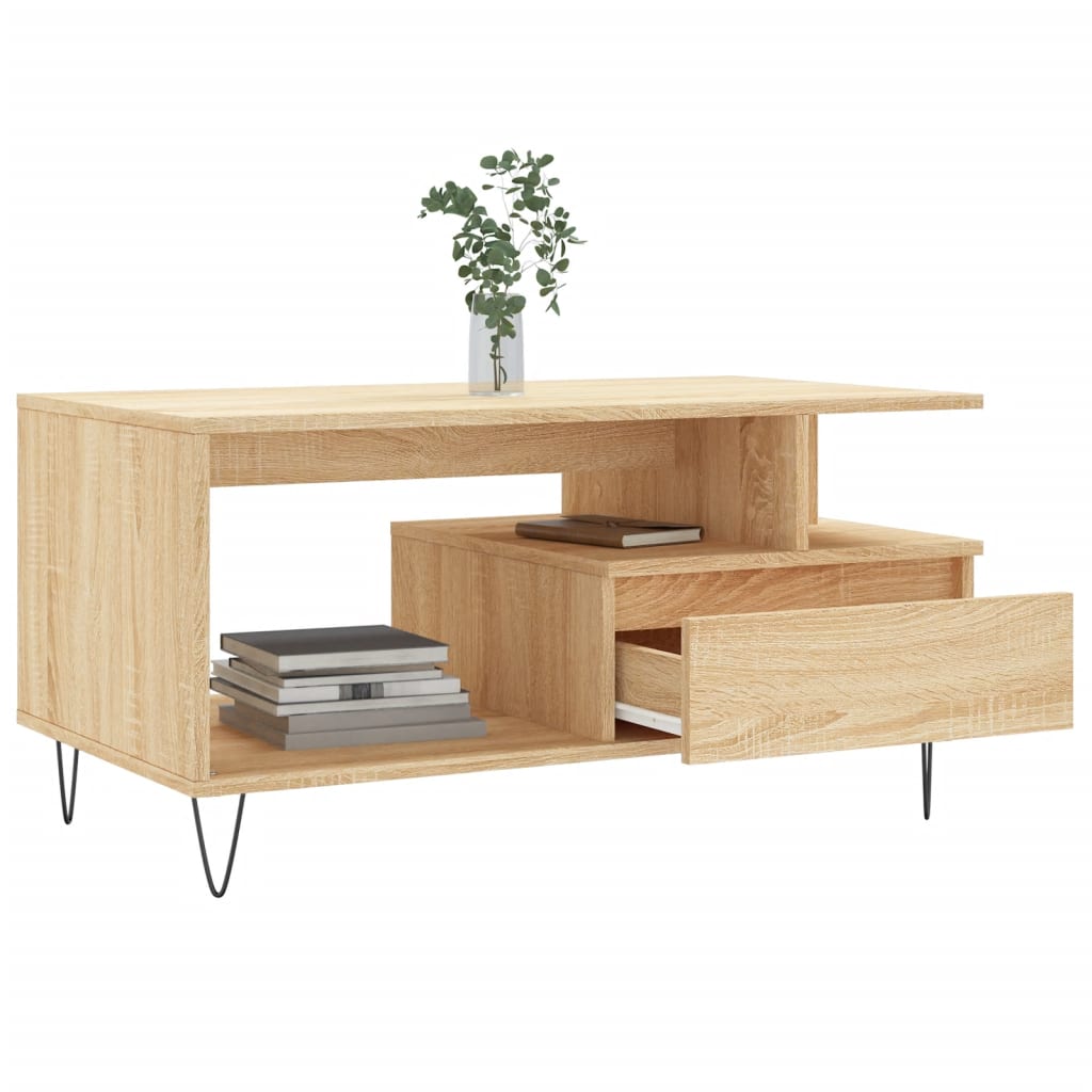 vidaXL Stolik kawowy, dąb sonoma 90x49x45 cm, materiał drewnopochodny