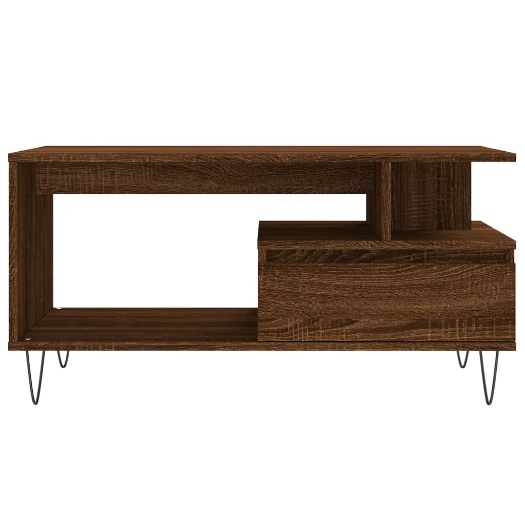 vidaXL Stolik kawowy, brązowy dąb 90x49x45 cm, materiał drewnopochodny