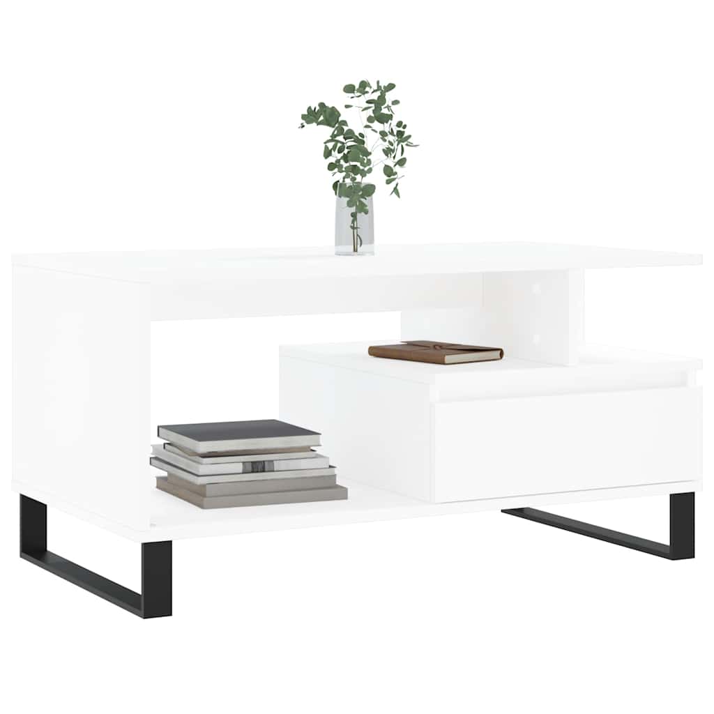 vidaXL Stolik kawowy, biały 90x49x45 cm, materiał drewnopochodny