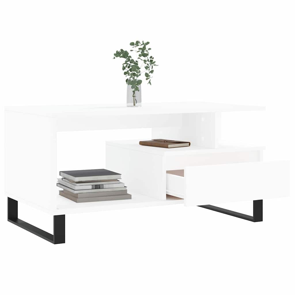 vidaXL Stolik kawowy, biały 90x49x45 cm, materiał drewnopochodny