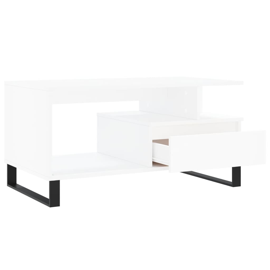vidaXL Stolik kawowy, biały 90x49x45 cm, materiał drewnopochodny