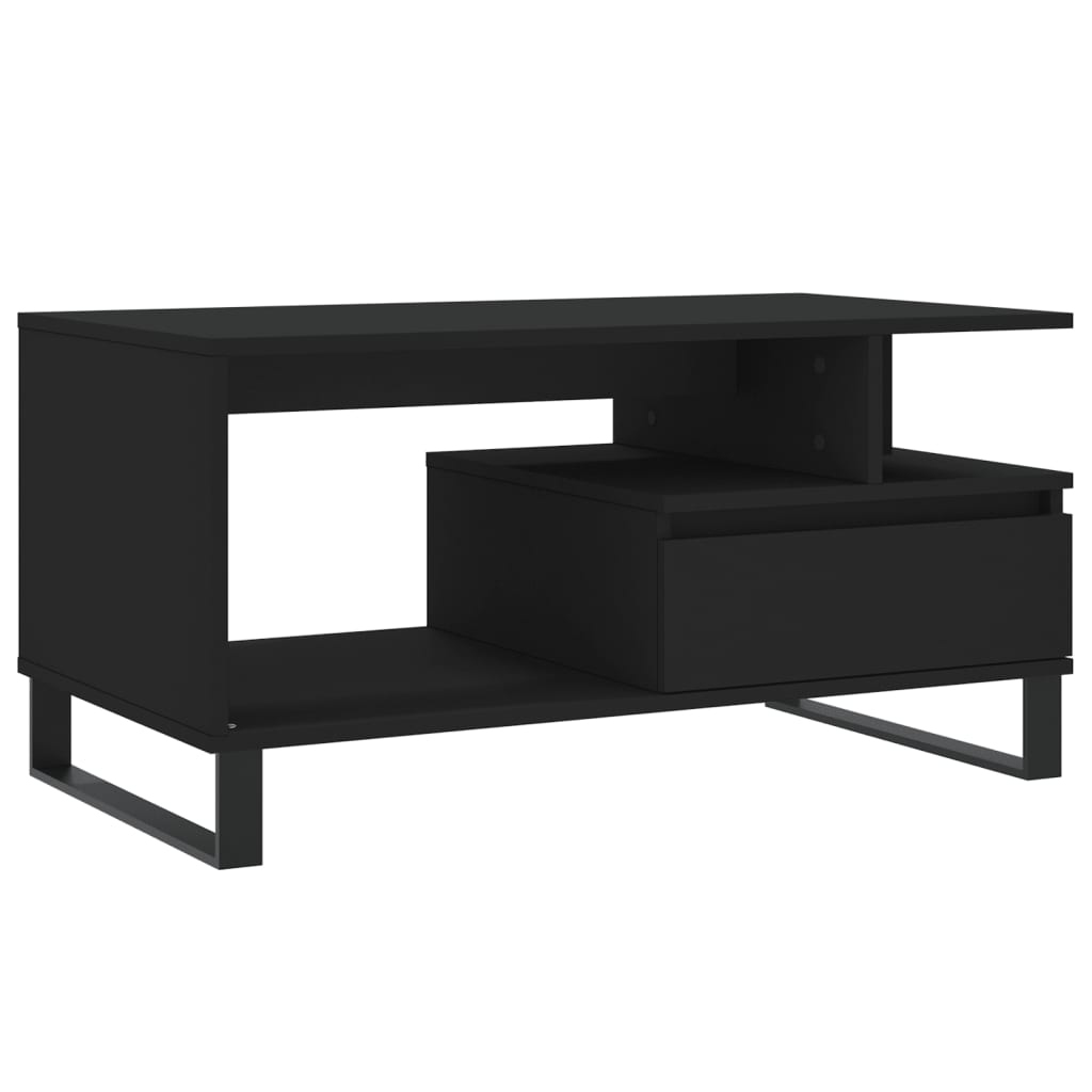 vidaXL Stolik kawowy, czarny 90x49x45 cm, materiał drewnopochodny