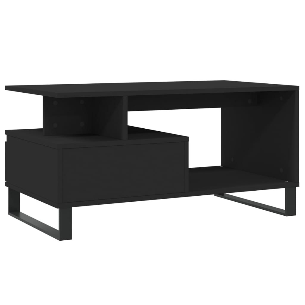 vidaXL Stolik kawowy, czarny 90x49x45 cm, materiał drewnopochodny