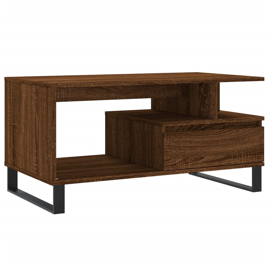 vidaXL Stolik kawowy, brązowy dąb 90x49x45 cm, materiał drewnopochodny