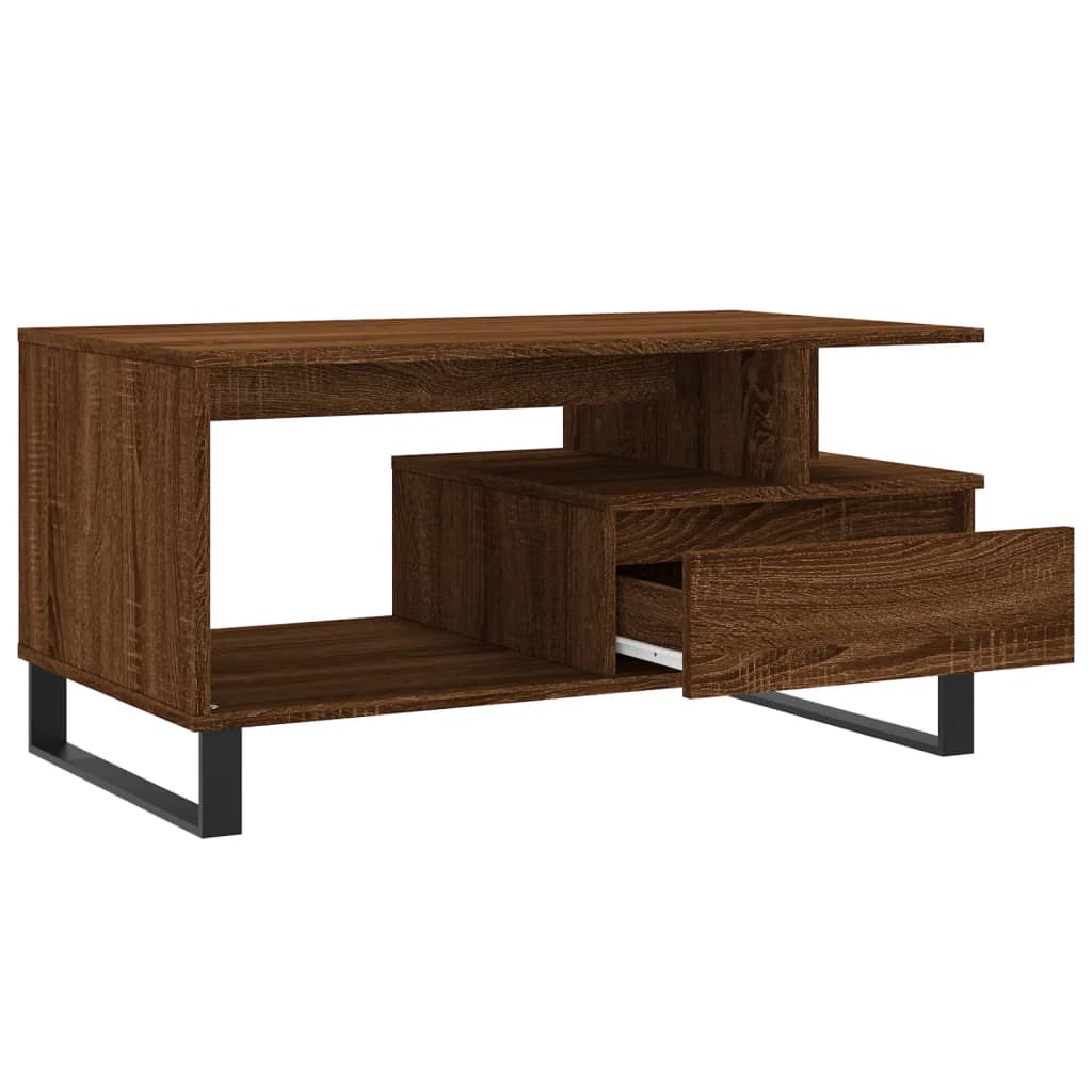 vidaXL Stolik kawowy, brązowy dąb 90x49x45 cm, materiał drewnopochodny