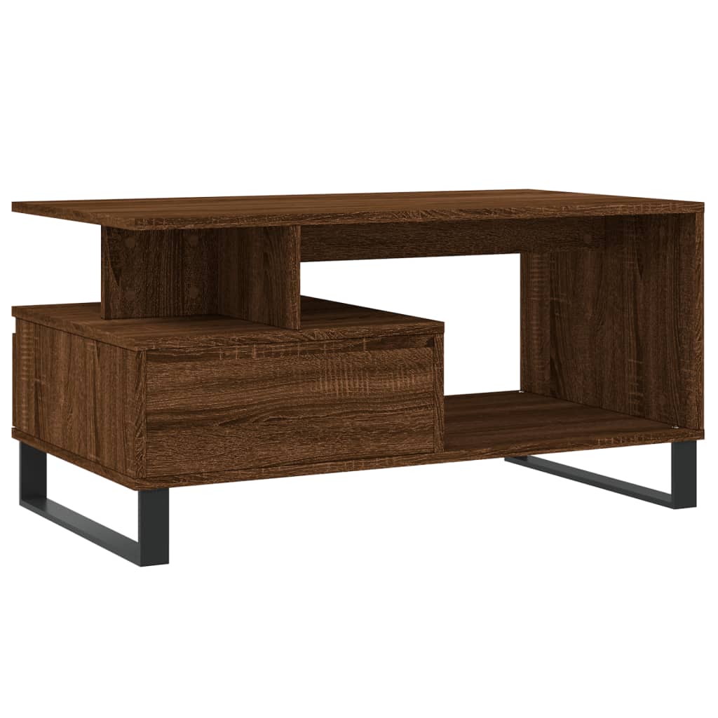vidaXL Stolik kawowy, brązowy dąb 90x49x45 cm, materiał drewnopochodny