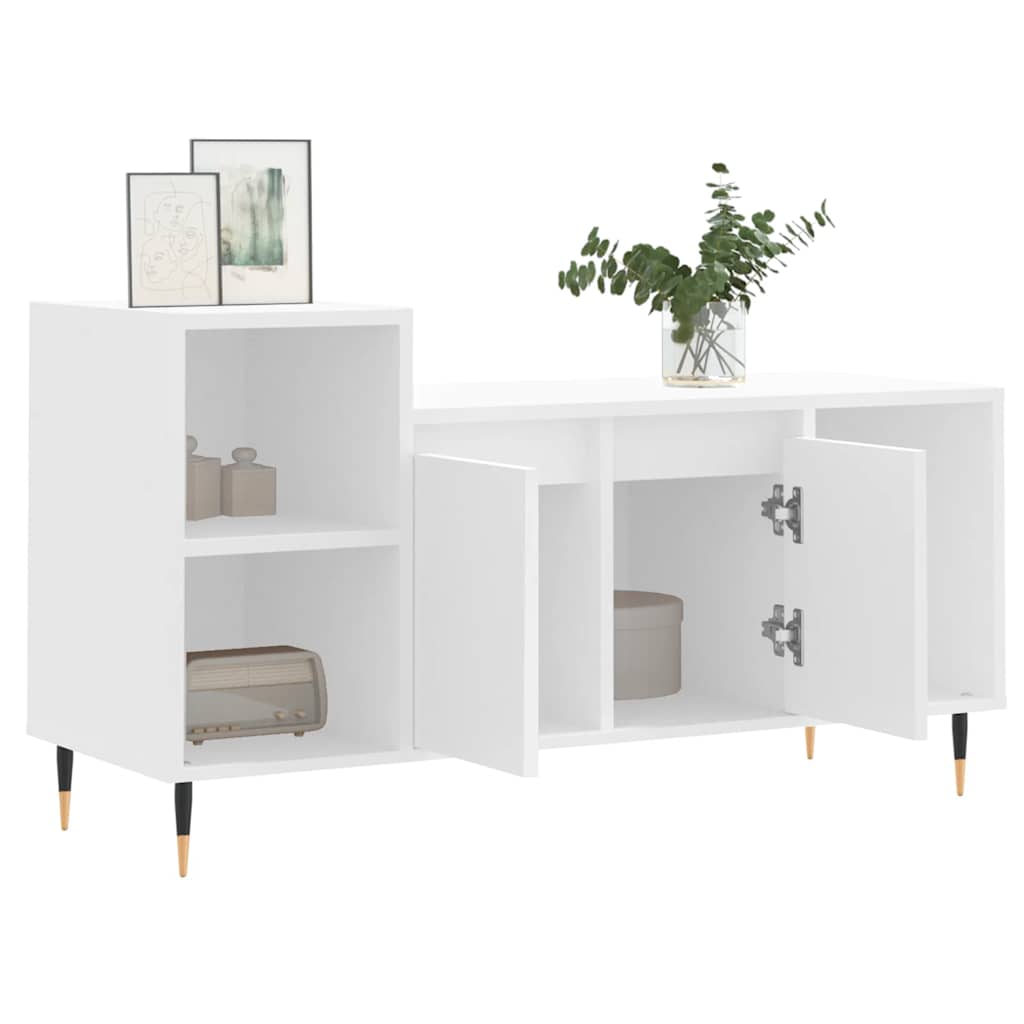 vidaXL Szafka pod TV, biała, 100x35x55 cm, materiał drewnopochodny