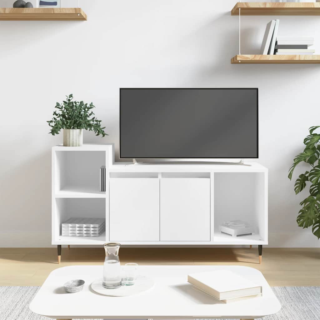 vidaXL Szafka pod TV, biała, 100x35x55 cm, materiał drewnopochodny