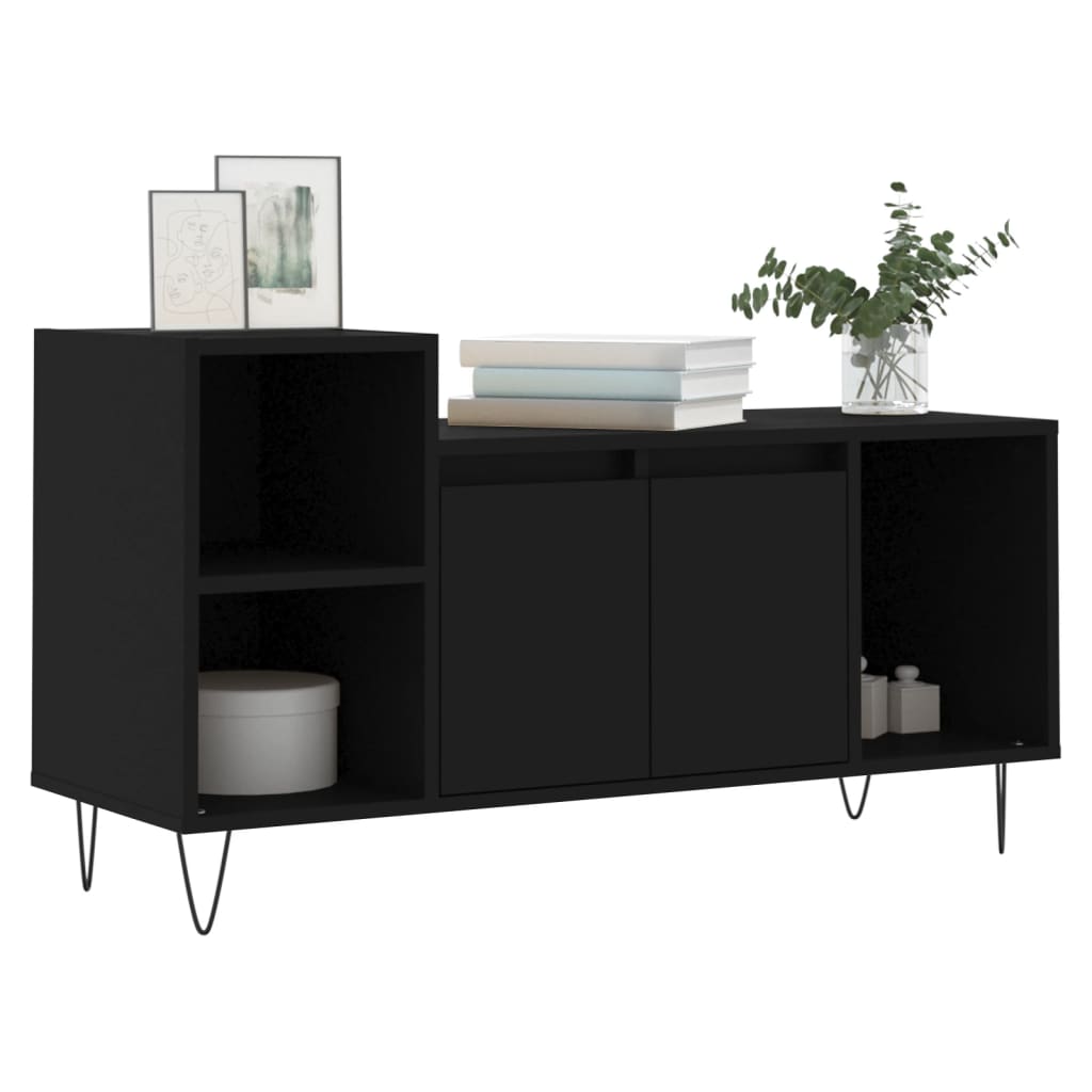 vidaXL Szafka pod TV, czarna, 100x35x55 cm, materiał drewnopochodny