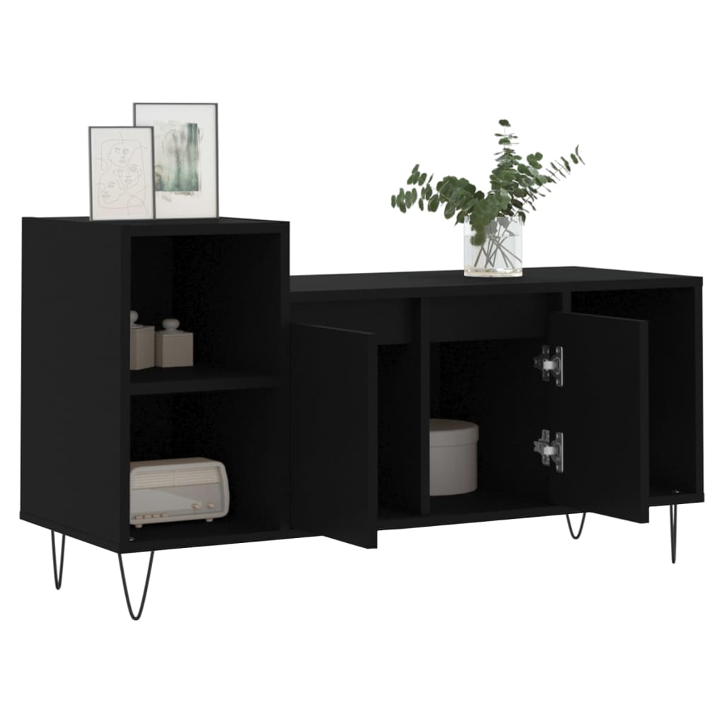 vidaXL Szafka pod TV, czarna, 100x35x55 cm, materiał drewnopochodny