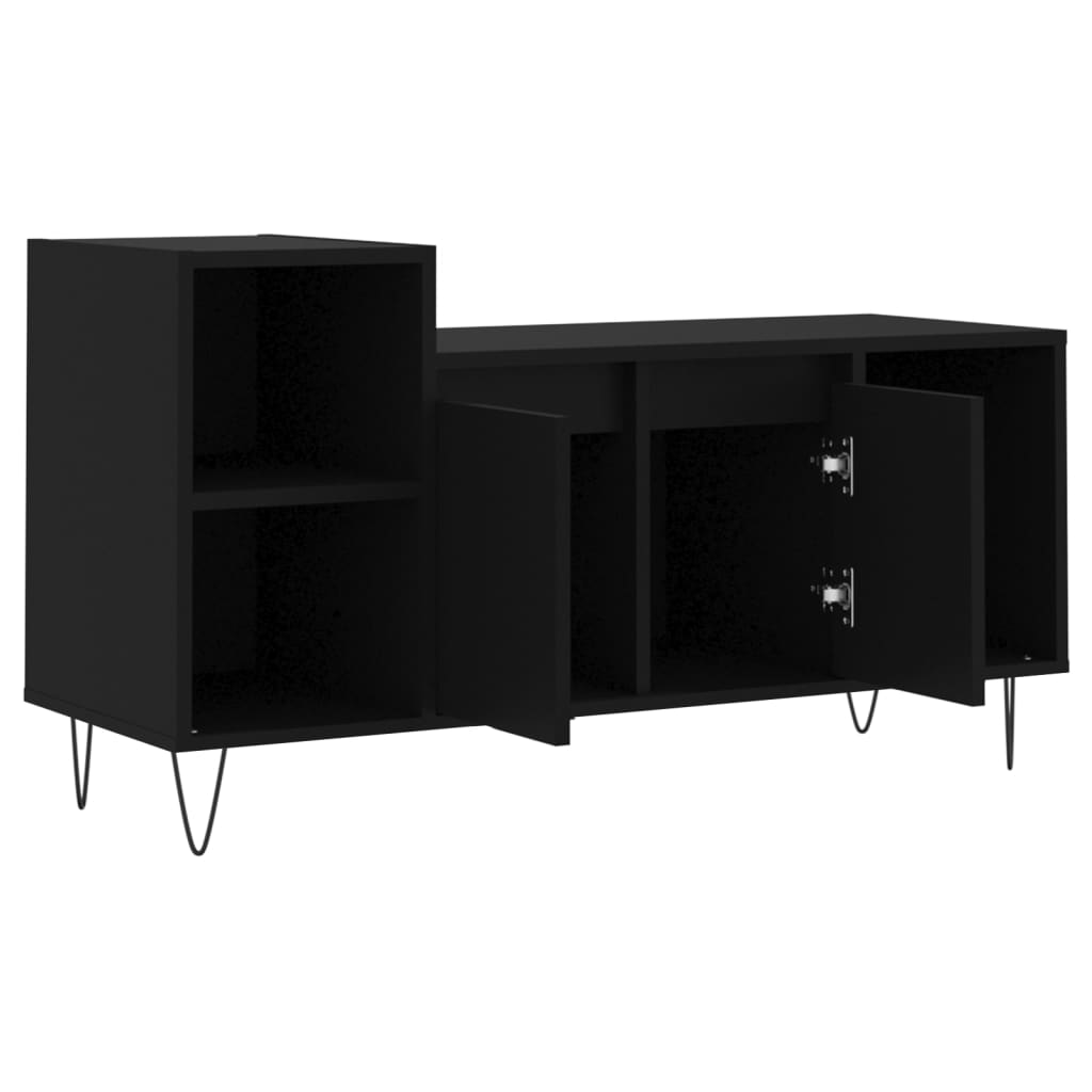 vidaXL Szafka pod TV, czarna, 100x35x55 cm, materiał drewnopochodny