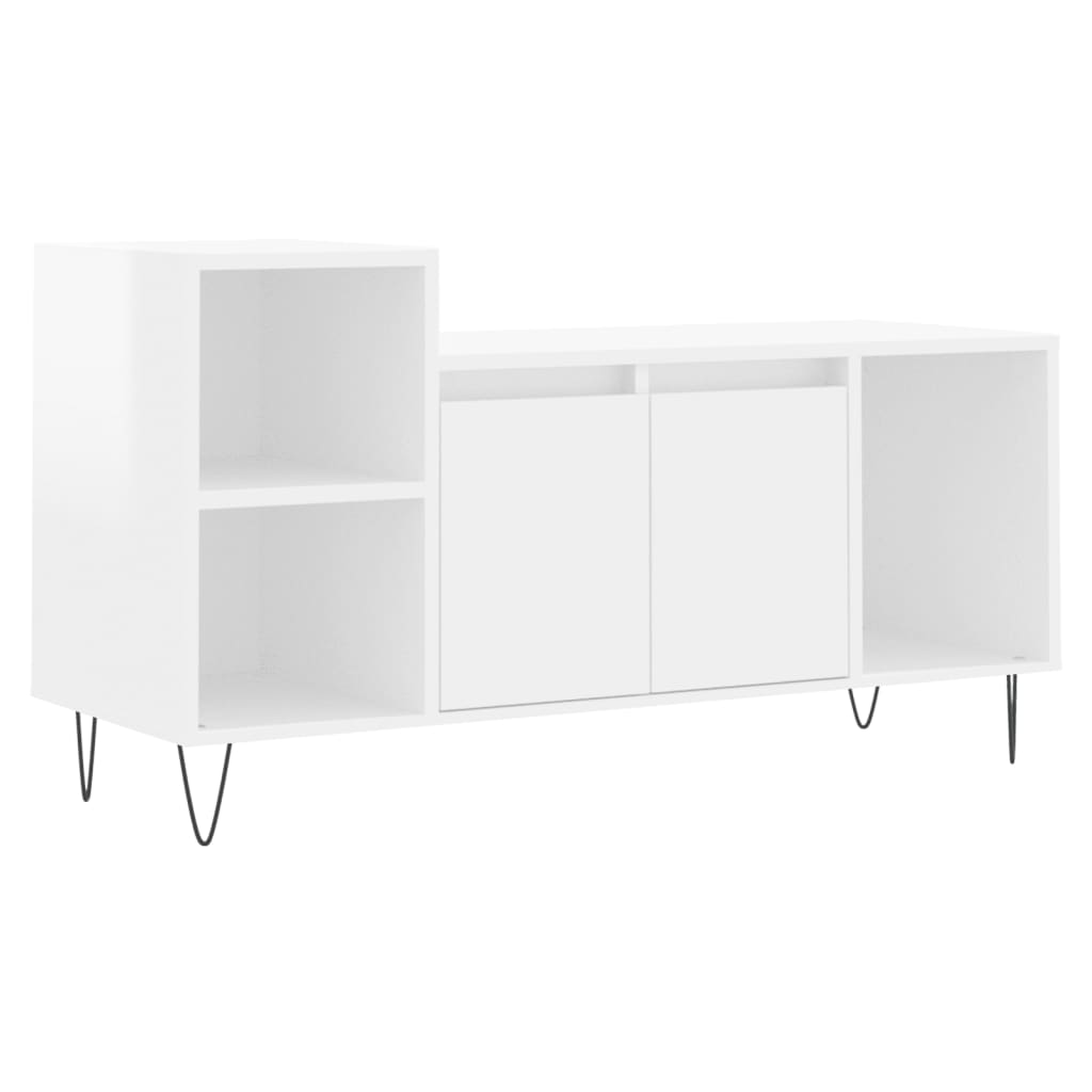 vidaXL Szafka pod TV, wysoki połysk, biała, 100x35x55 cm