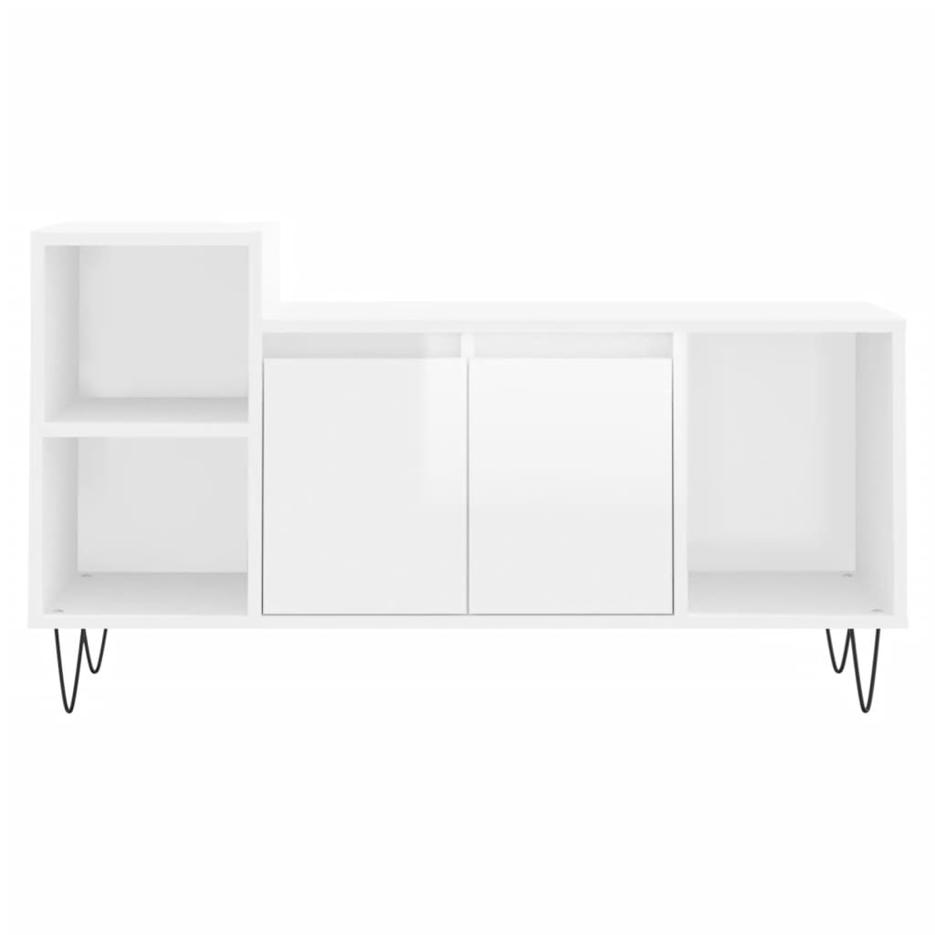 vidaXL Szafka pod TV, wysoki połysk, biała, 100x35x55 cm