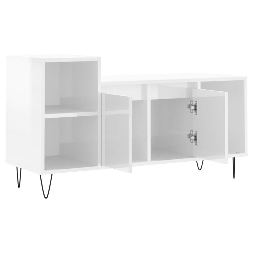 vidaXL Szafka pod TV, wysoki połysk, biała, 100x35x55 cm