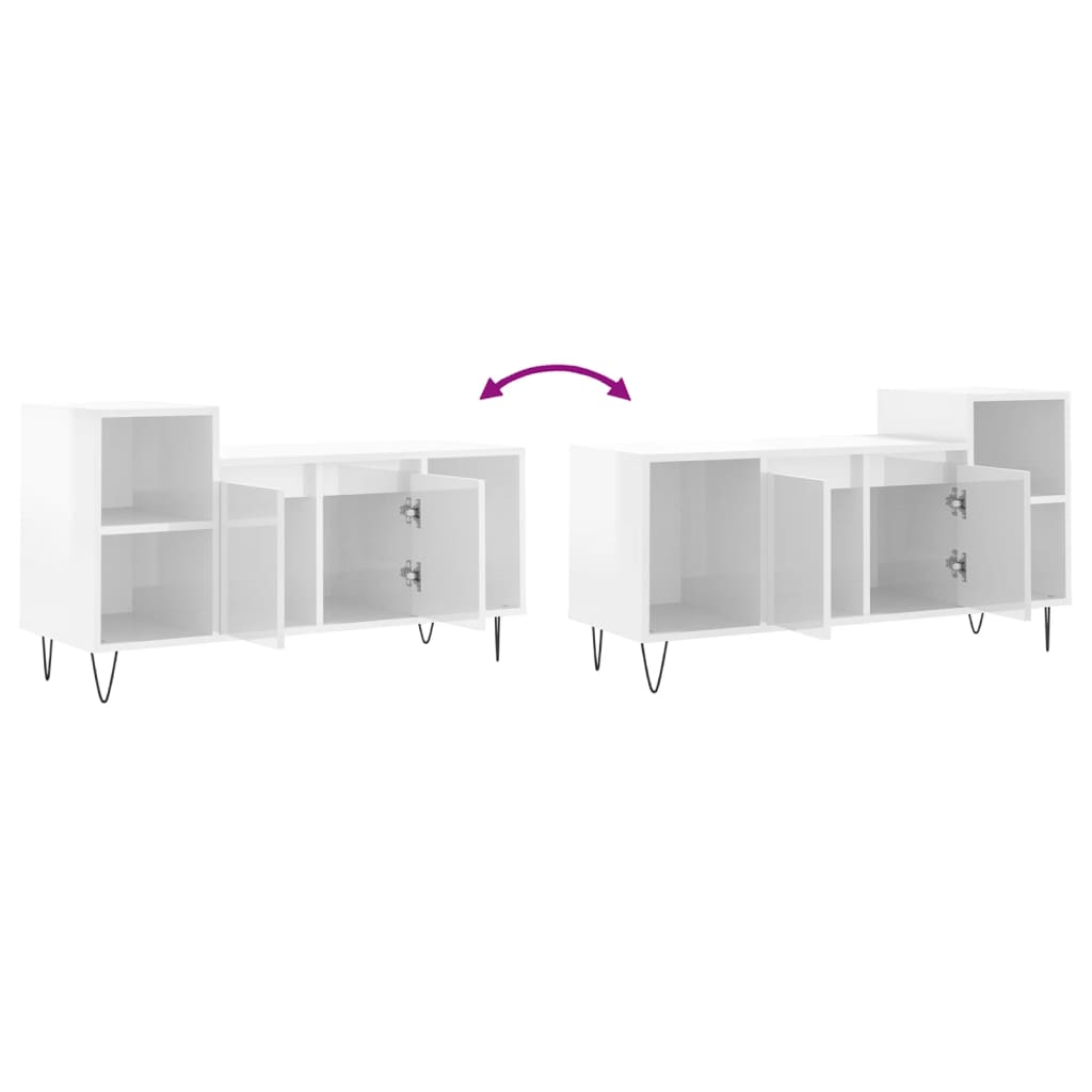 vidaXL Szafka pod TV, wysoki połysk, biała, 100x35x55 cm
