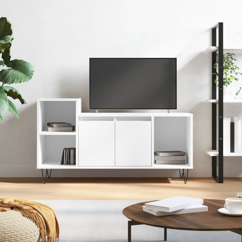 vidaXL Szafka pod TV, wysoki połysk, biała, 100x35x55 cm