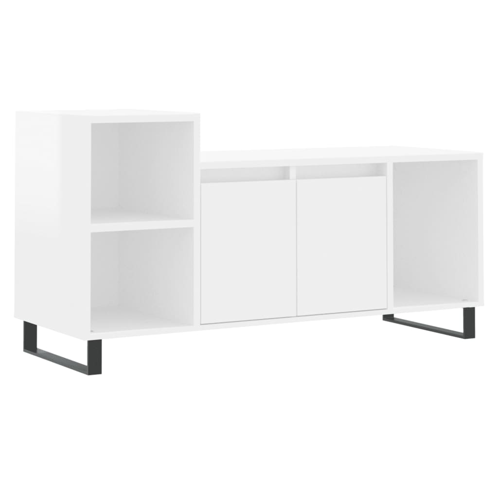 vidaXL Szafka pod TV, wysoki połysk, biała, 100x35x55 cm