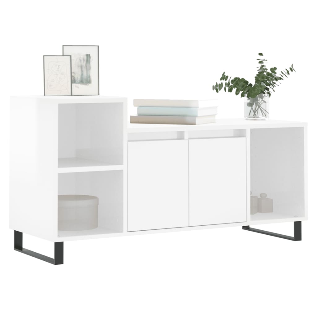 vidaXL Szafka pod TV, wysoki połysk, biała, 100x35x55 cm