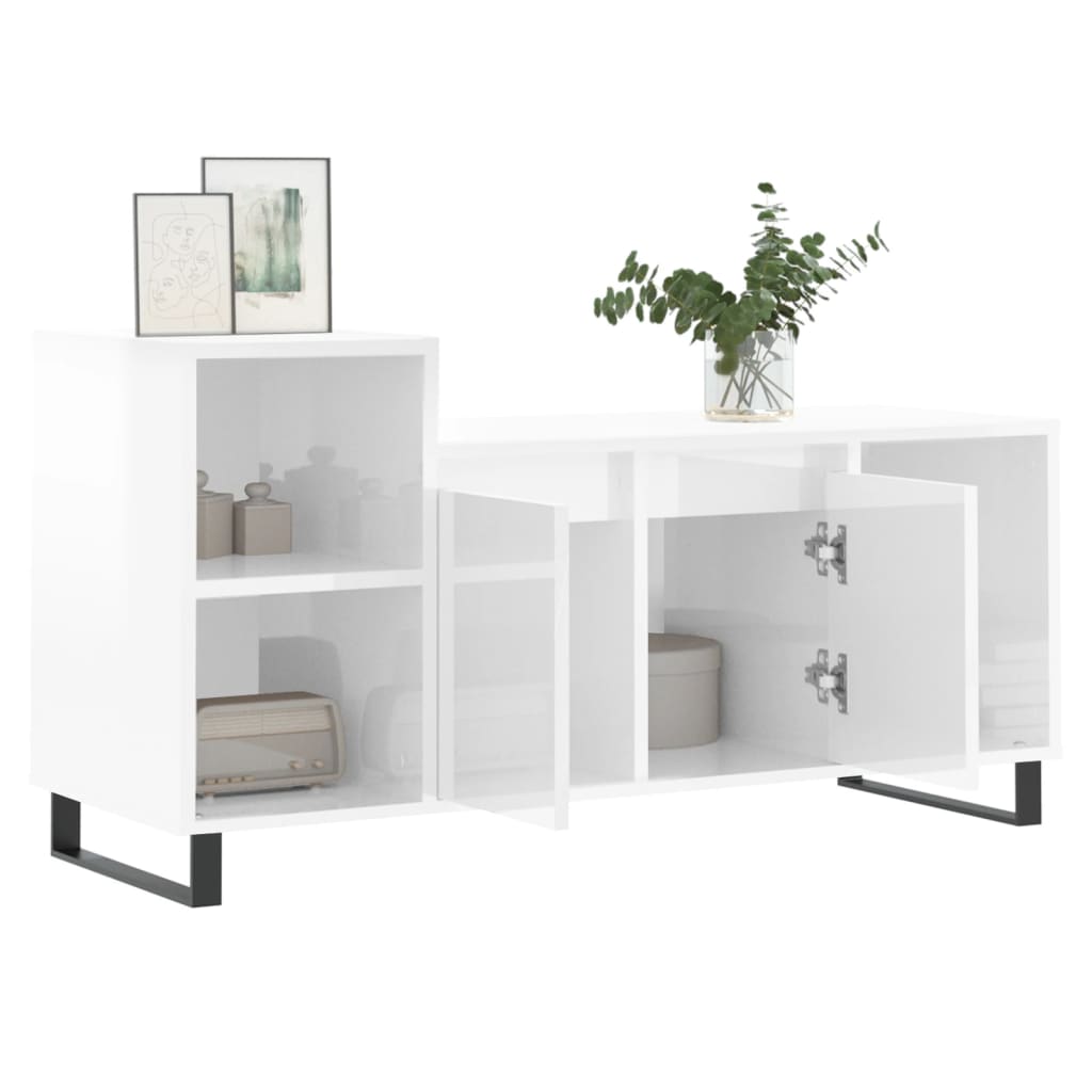 vidaXL Szafka pod TV, wysoki połysk, biała, 100x35x55 cm