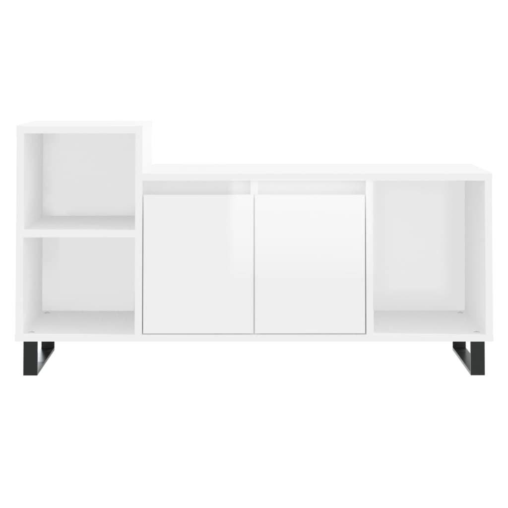 vidaXL Szafka pod TV, wysoki połysk, biała, 100x35x55 cm