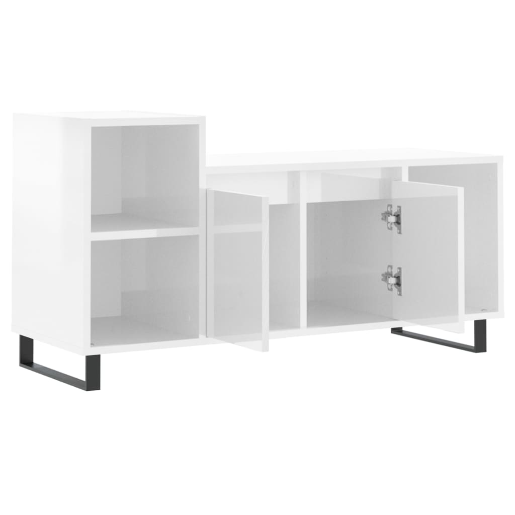 vidaXL Szafka pod TV, wysoki połysk, biała, 100x35x55 cm