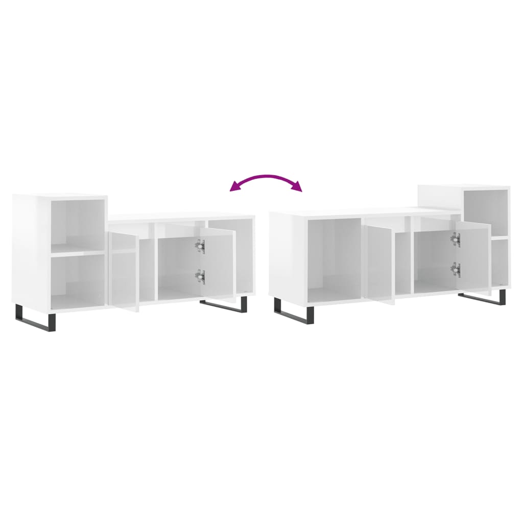 vidaXL Szafka pod TV, wysoki połysk, biała, 100x35x55 cm