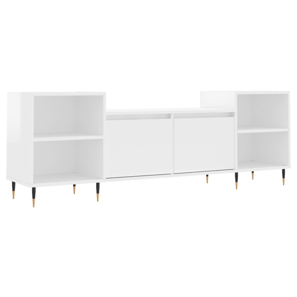 vidaXL Szafka pod TV, wysoki połysk, biała, 160x35x55 cm
