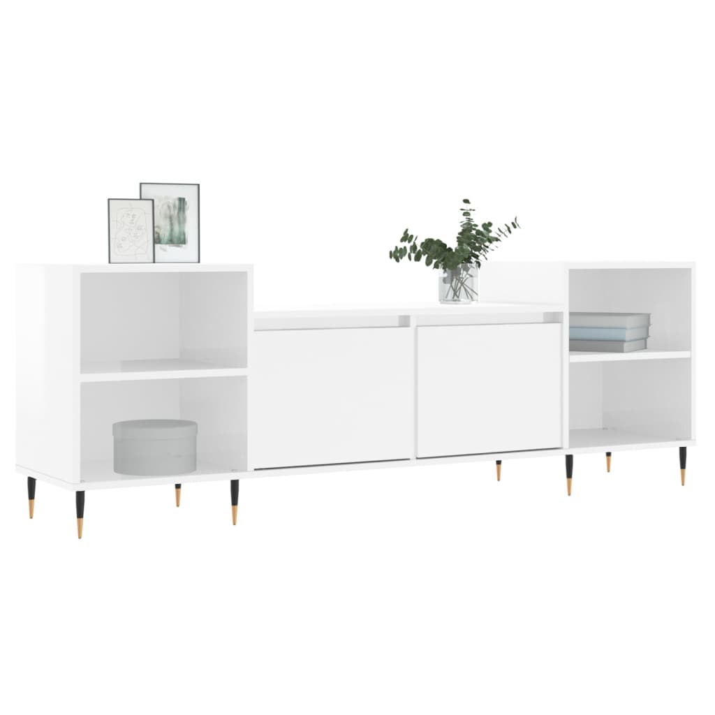 vidaXL Szafka pod TV, wysoki połysk, biała, 160x35x55 cm