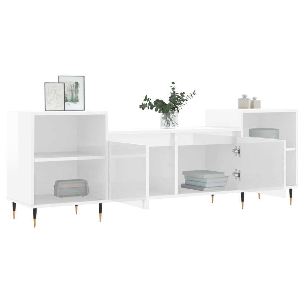 vidaXL Szafka pod TV, wysoki połysk, biała, 160x35x55 cm