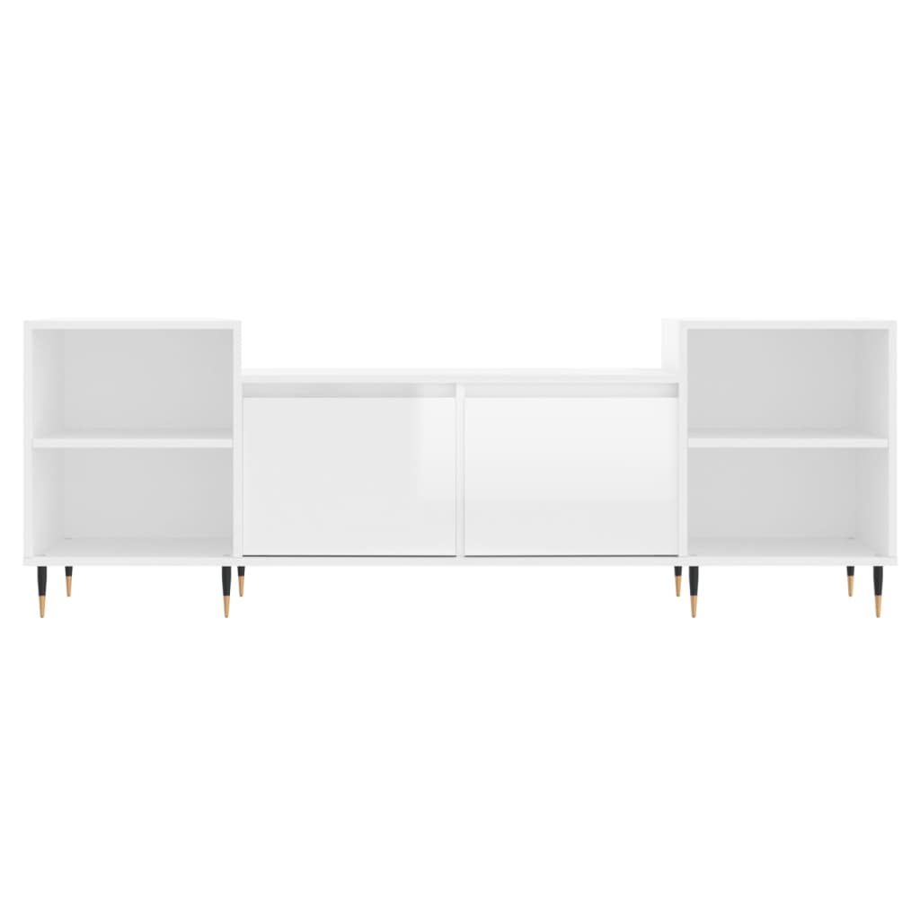 vidaXL Szafka pod TV, wysoki połysk, biała, 160x35x55 cm