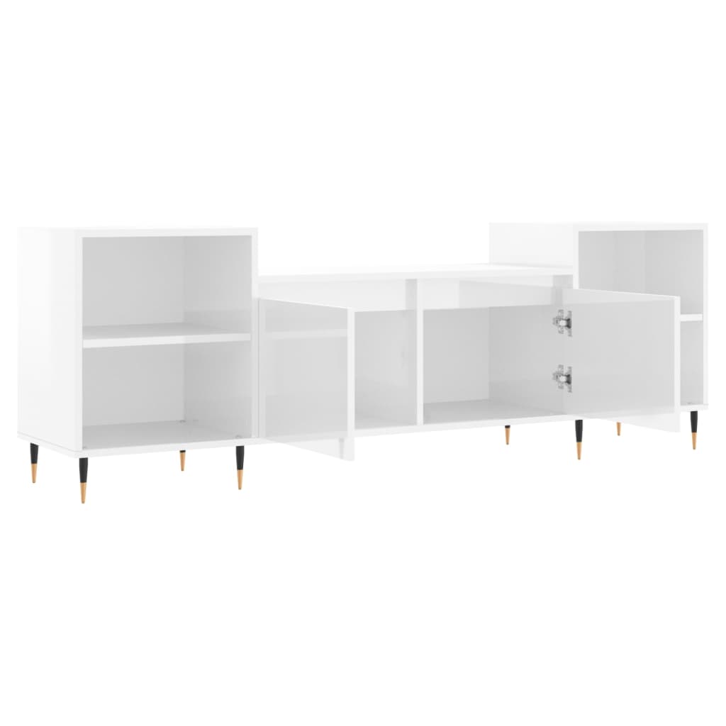 vidaXL Szafka pod TV, wysoki połysk, biała, 160x35x55 cm