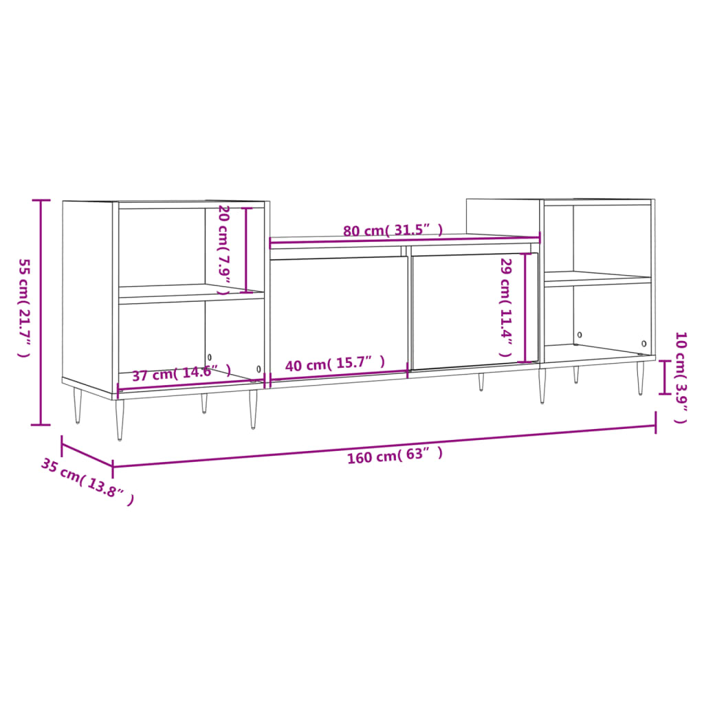 vidaXL Szafka pod TV, wysoki połysk, biała, 160x35x55 cm