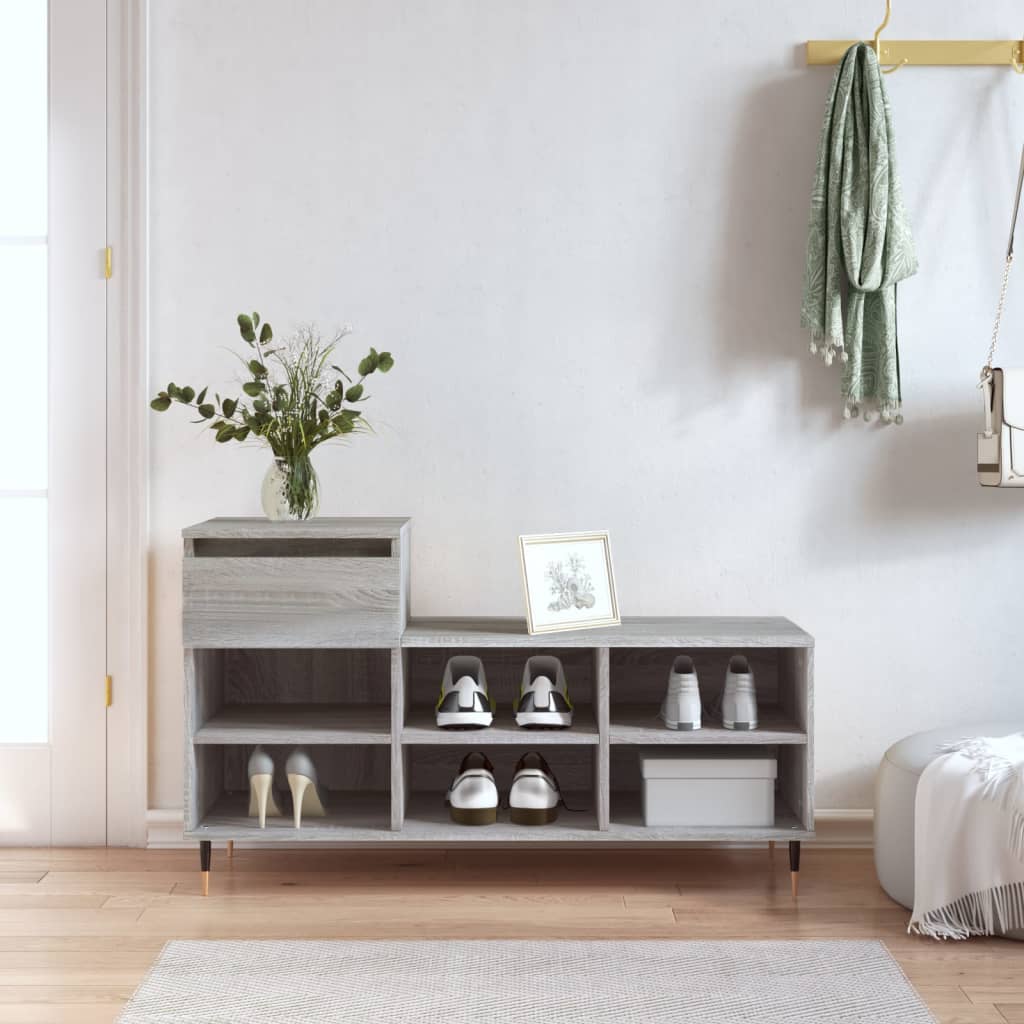 vidaXL Szafka na buty, szary dąb sonoma, 102x36x60 cm