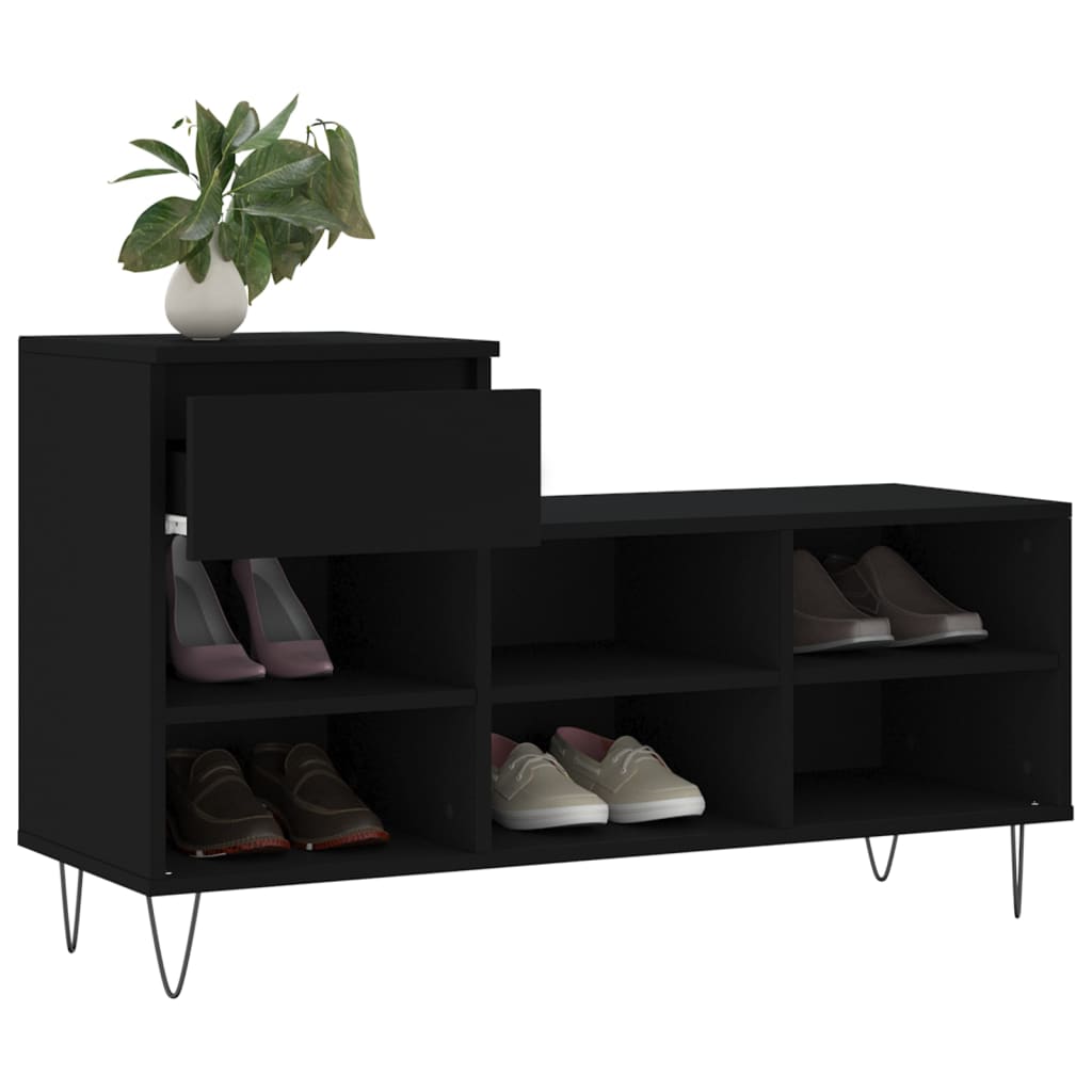vidaXL Szafka na buty, czarna, 102x36x60 cm, materiał drewnopochodny