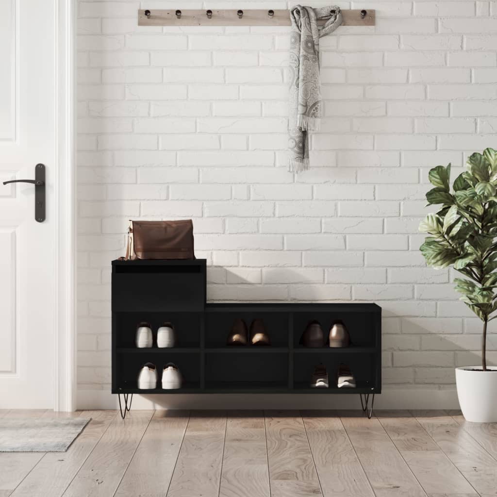 vidaXL Szafka na buty, czarna, 102x36x60 cm, materiał drewnopochodny