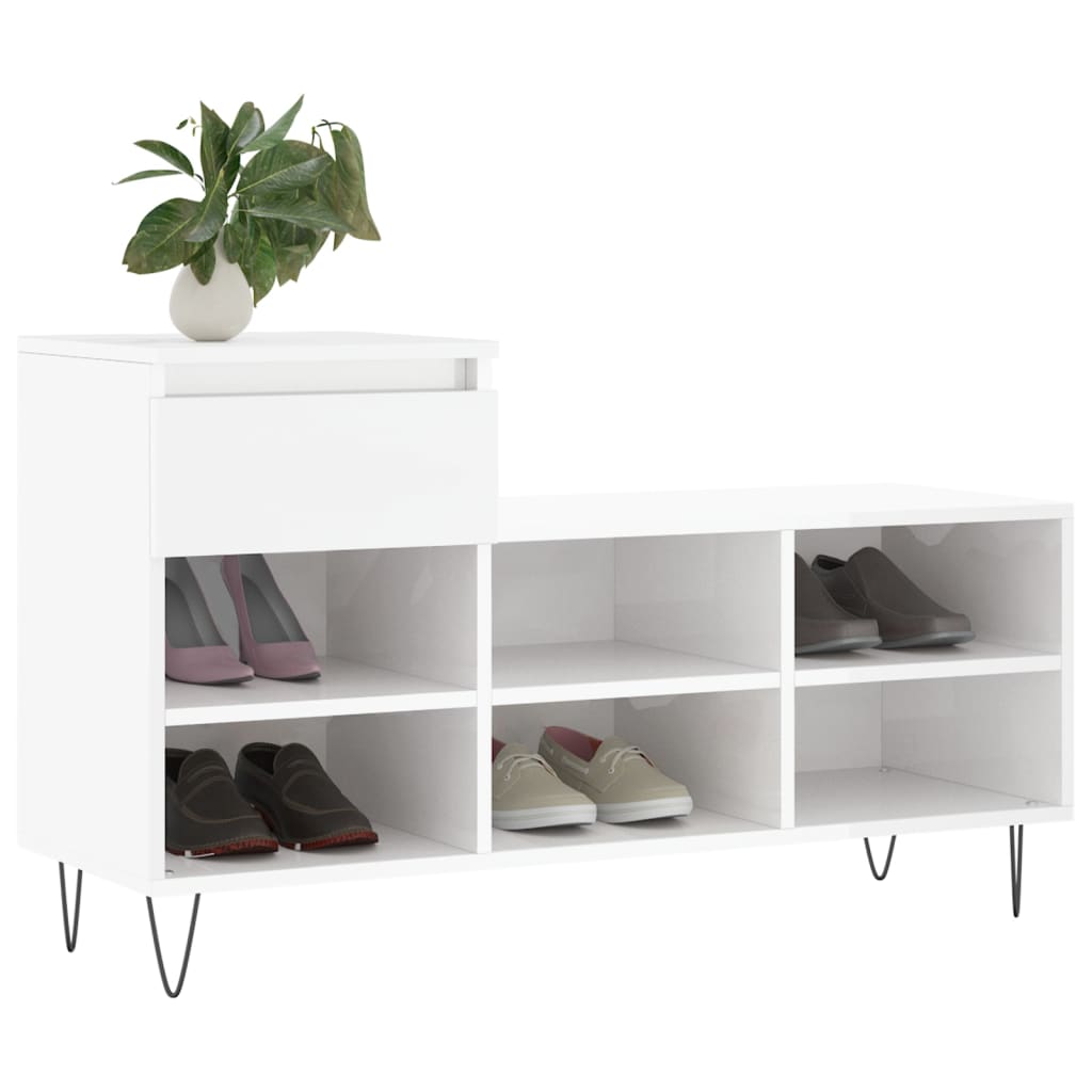 vidaXL Szafka na buty, wysoki połysk, biała, 102x36x60 cm
