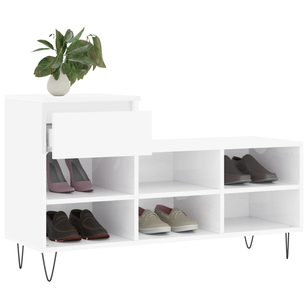 vidaXL Szafka na buty, wysoki połysk, biała, 102x36x60 cm