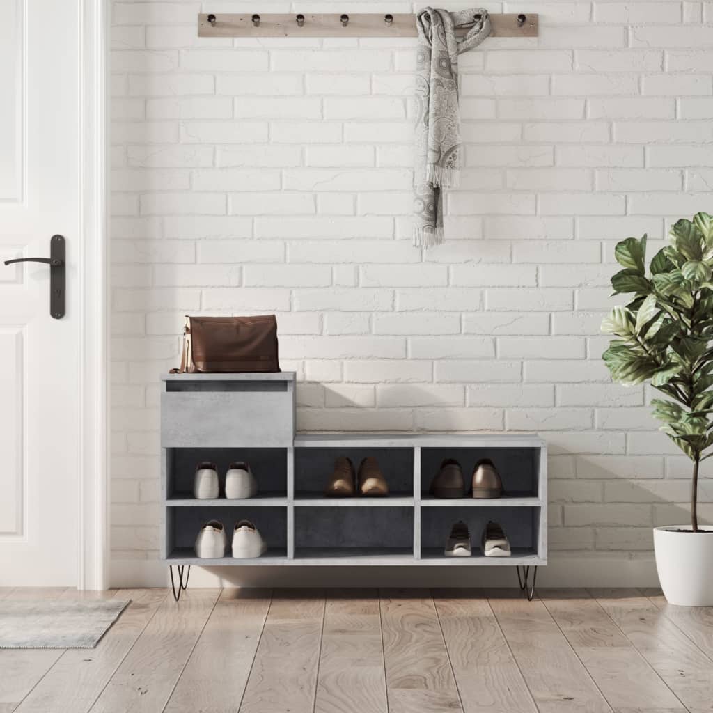 vidaXL Szafka na buty, szarość betonu, 102x36x60 cm