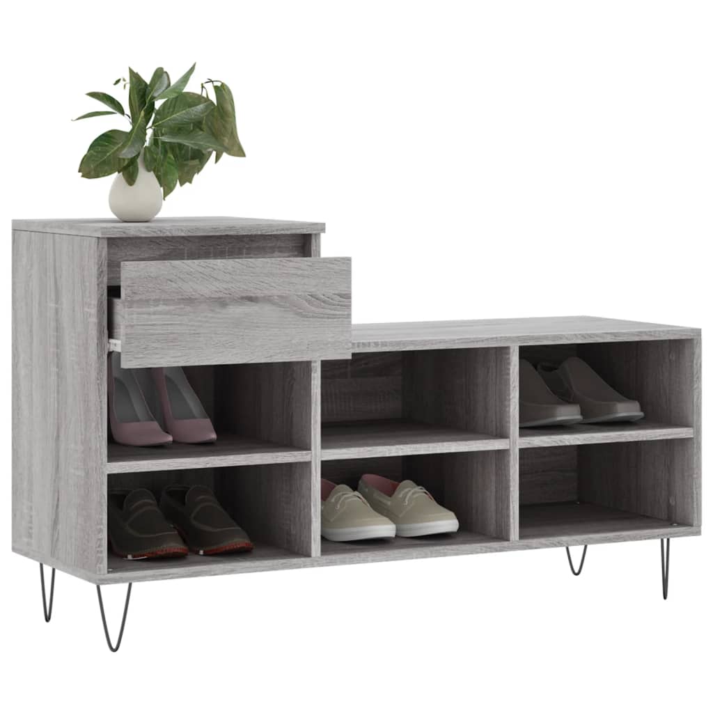 vidaXL Szafka na buty, szary dąb sonoma, 102x36x60 cm