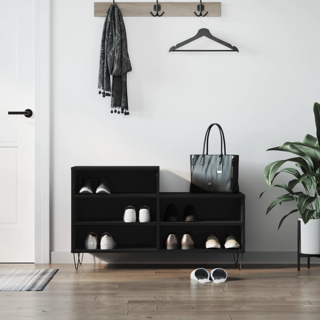 vidaXL Szafka na buty, czarna, 102x36x60 cm, materiał drewnopochodny