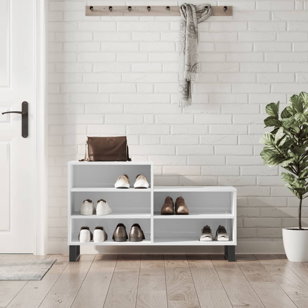 vidaXL Szafka na buty, wysoki połysk, biała, 102x36x60 cm