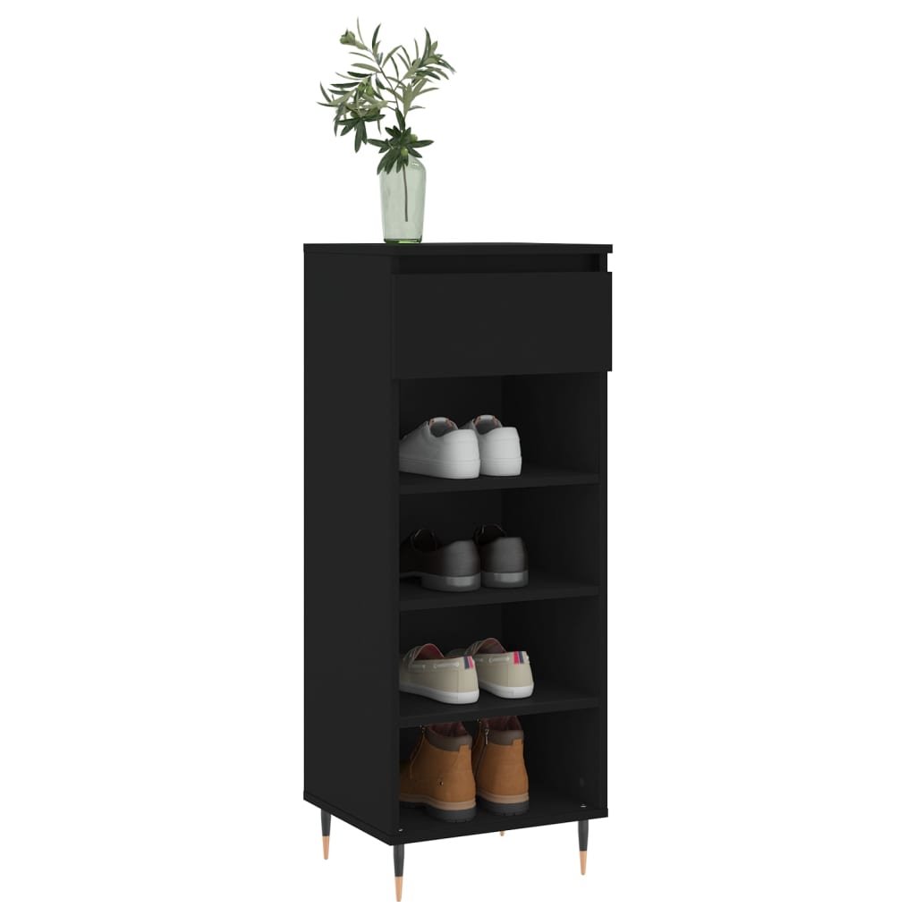 vidaXL Szafka na buty, czarna, 40x36x105 cm, materiał drewnopochodny