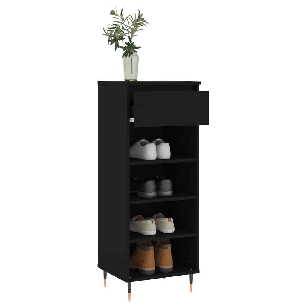vidaXL Szafka na buty, czarna, 40x36x105 cm, materiał drewnopochodny