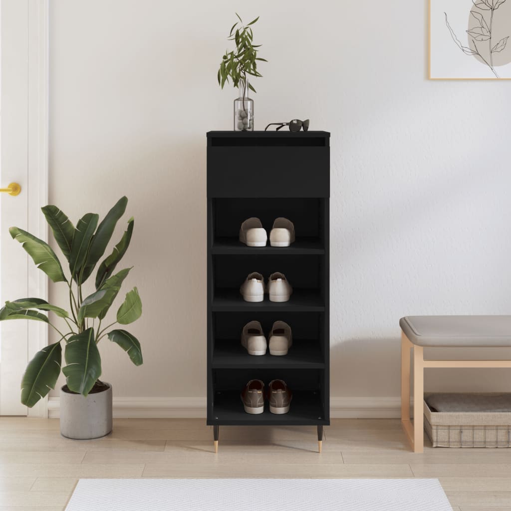 vidaXL Szafka na buty, czarna, 40x36x105 cm, materiał drewnopochodny