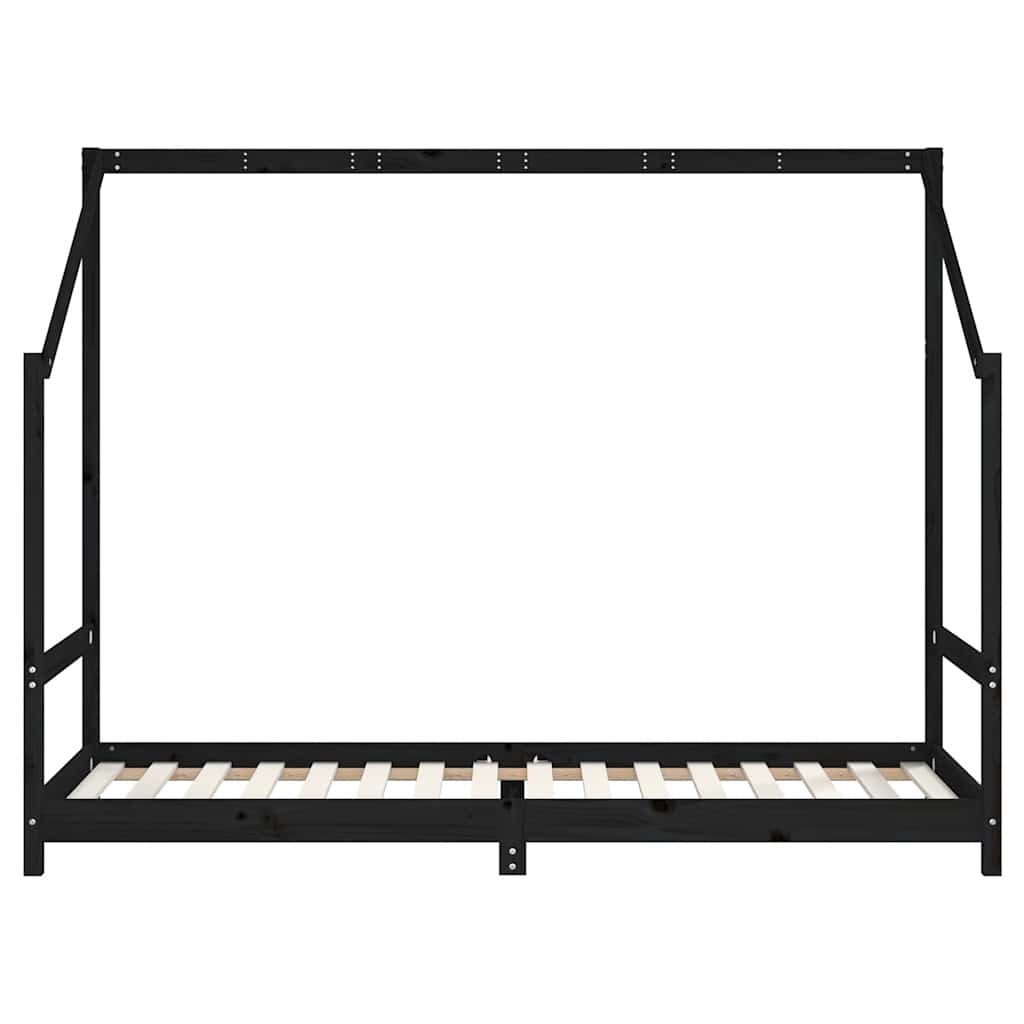 vidaXL Rama łóżka, czarna, 80x200 cm, lite drewno sosnowe