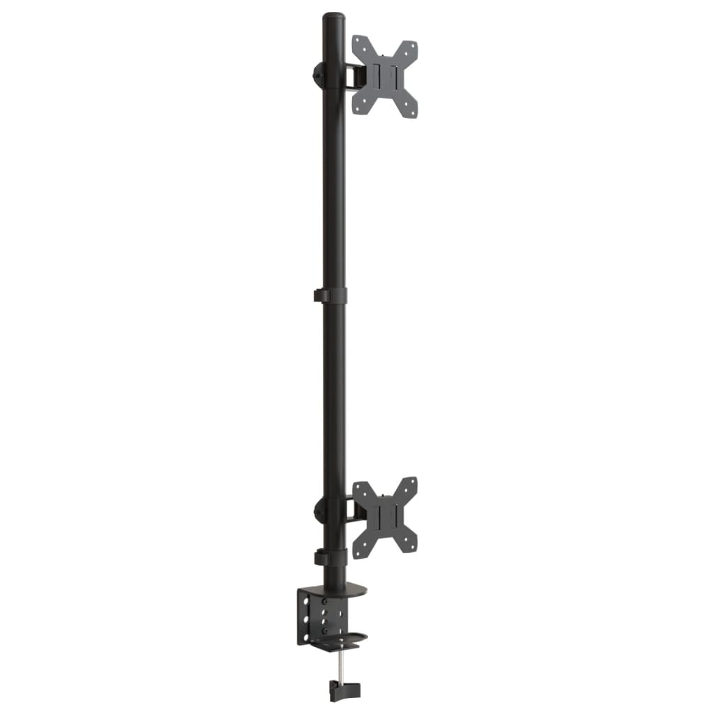 vidaXL Stojak na dwa monitory, czarny, stalowy, VESA 75/100 mm