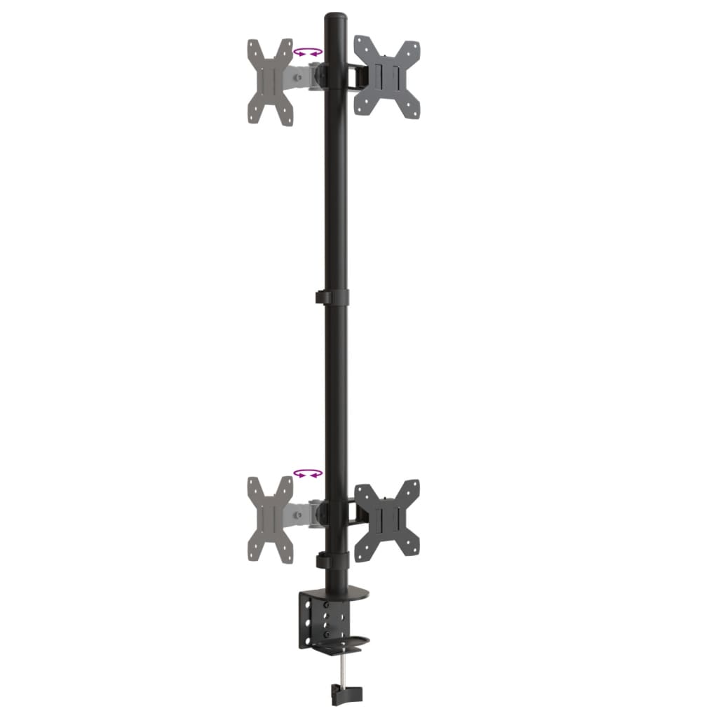 vidaXL Stojak na dwa monitory, czarny, stalowy, VESA 75/100 mm
