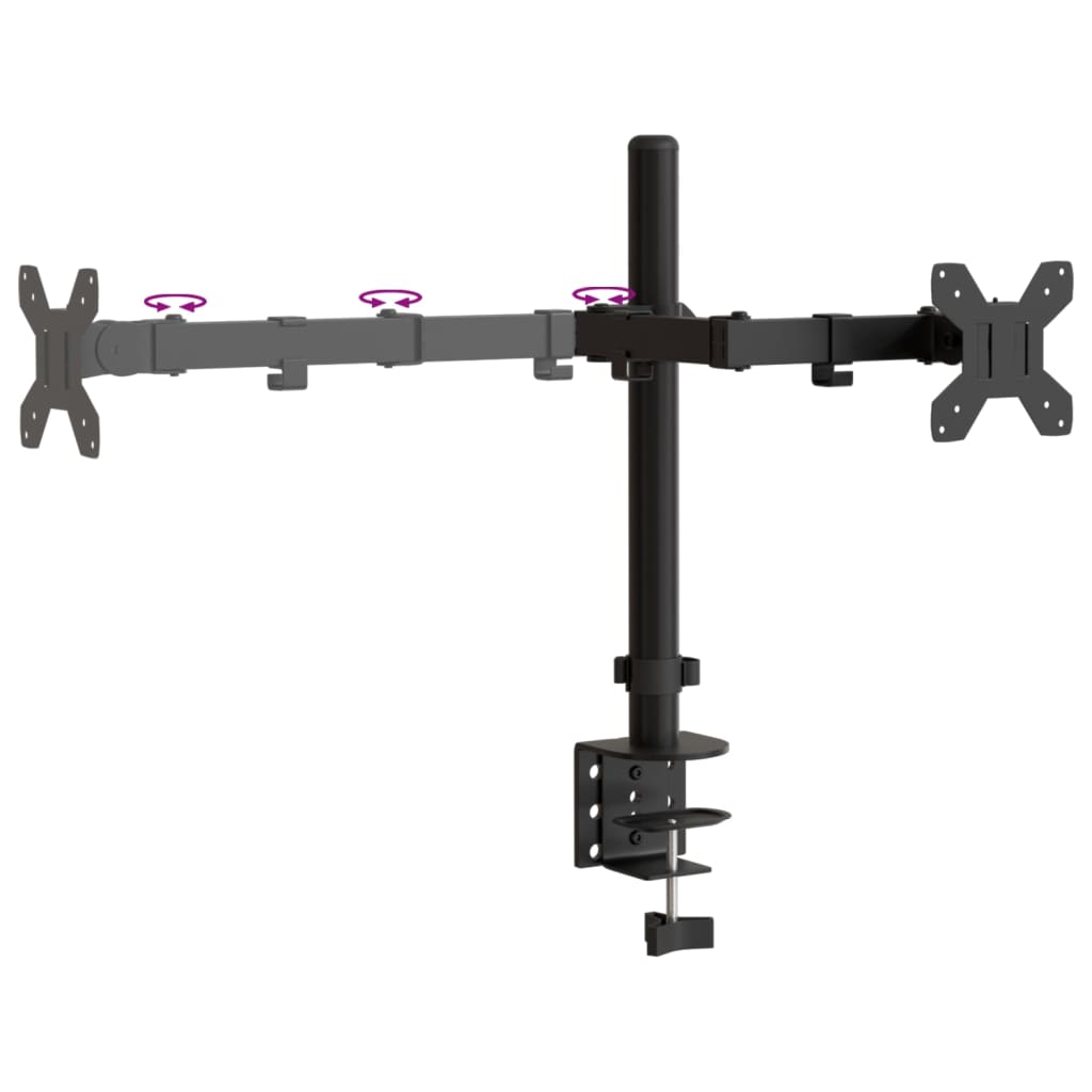 vidaXL Stojak na monitor, czarny, stalowy, VESA 75/100 mm