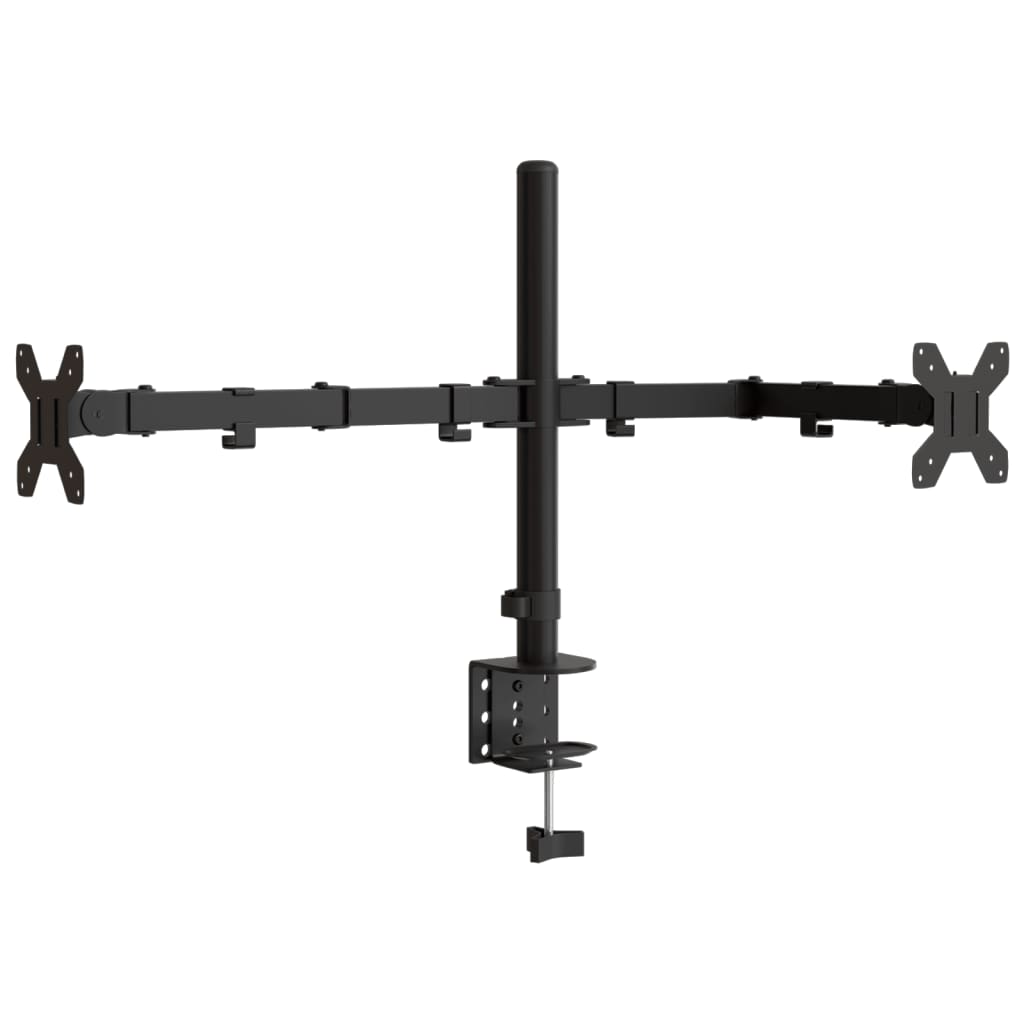 vidaXL Stojak na dwa monitory, czarny, stalowy, VESA 75/100 mm