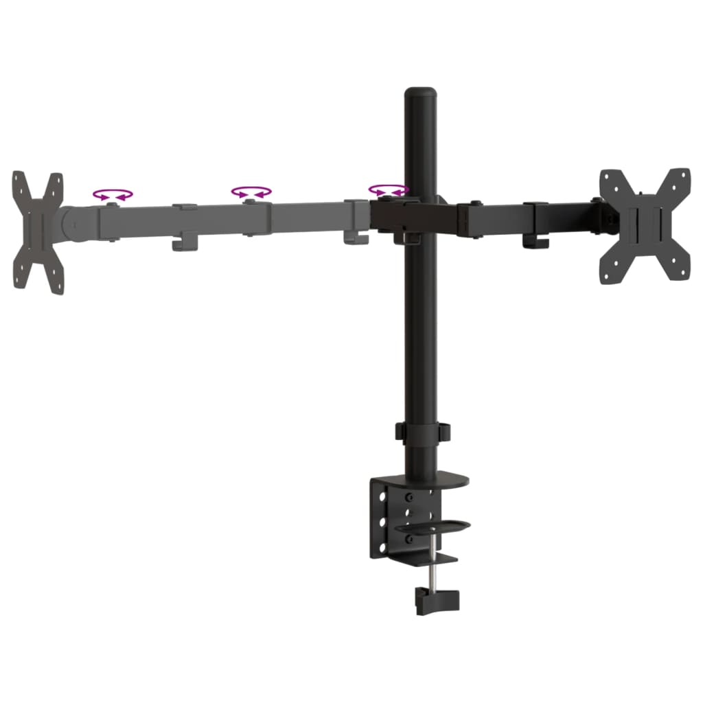 vidaXL Stojak na dwa monitory, czarny, stalowy, VESA 75/100 mm